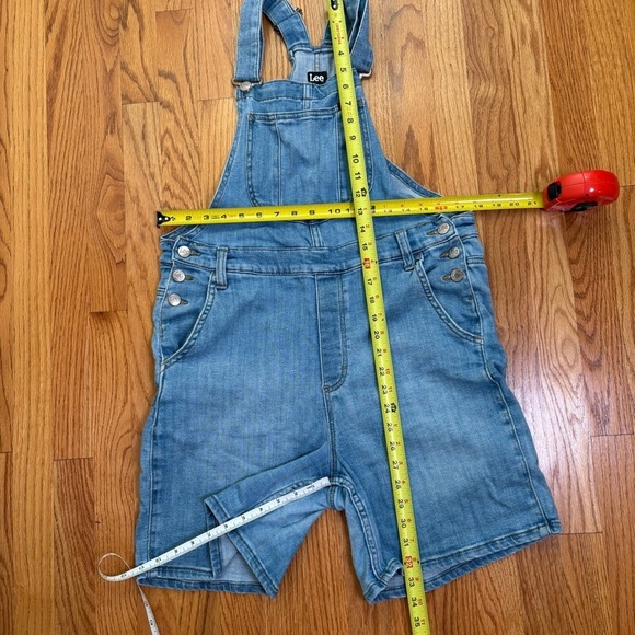 LEE Vintage 90s Y2K denim shortalls short overalls jean M - Picture 4 of 12